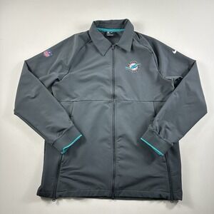 Nike Miami Dolphins Jacket Gray On Field Apparel Logo Print‎ Shirt Mens Medium